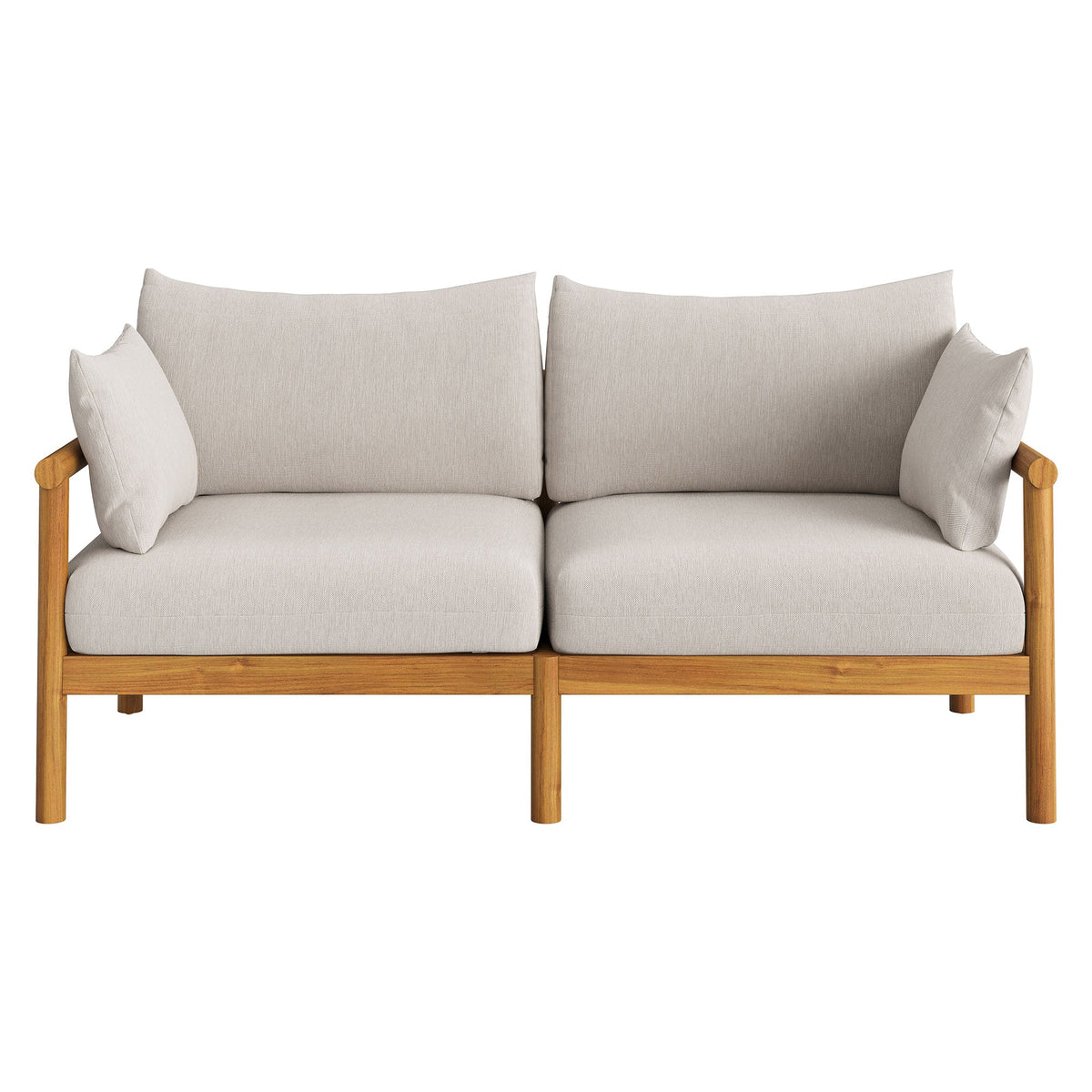 Eleni 2-Piece Outdoor Teak Wood Loveseat with Beige Cushions by Modway on Tampa Home & Garden Store