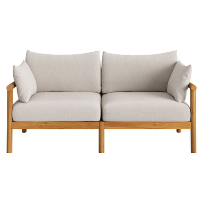 Eleni 2-Piece Outdoor Teak Wood Loveseat with Beige Cushions by Modway on Tampa Home & Garden Store