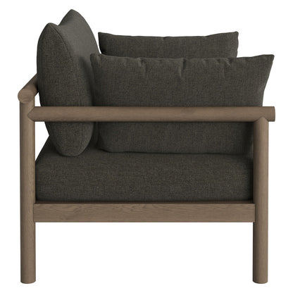 Eleni 2-Piece outdoor teak loveseat with ottoman, dark gray cushions by HouseOfZazla on Tampa Home & Garden Store