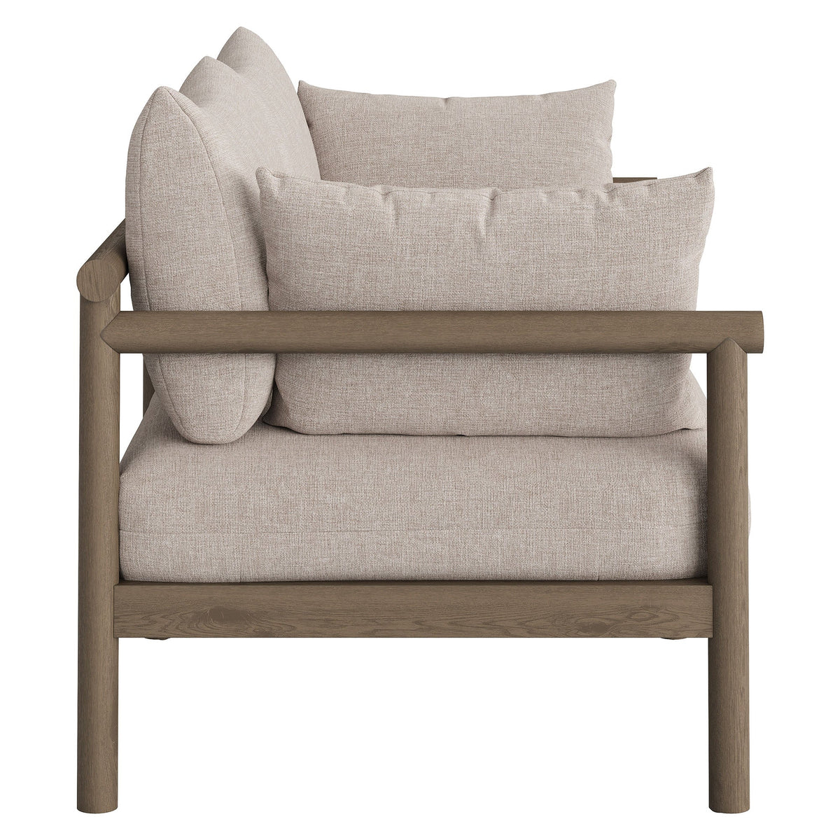 Eleni 2-Piece Outdoor Teak Loveseat with Ottoman beige cushions HouseOfZazla on Tampa Home & Garden Store