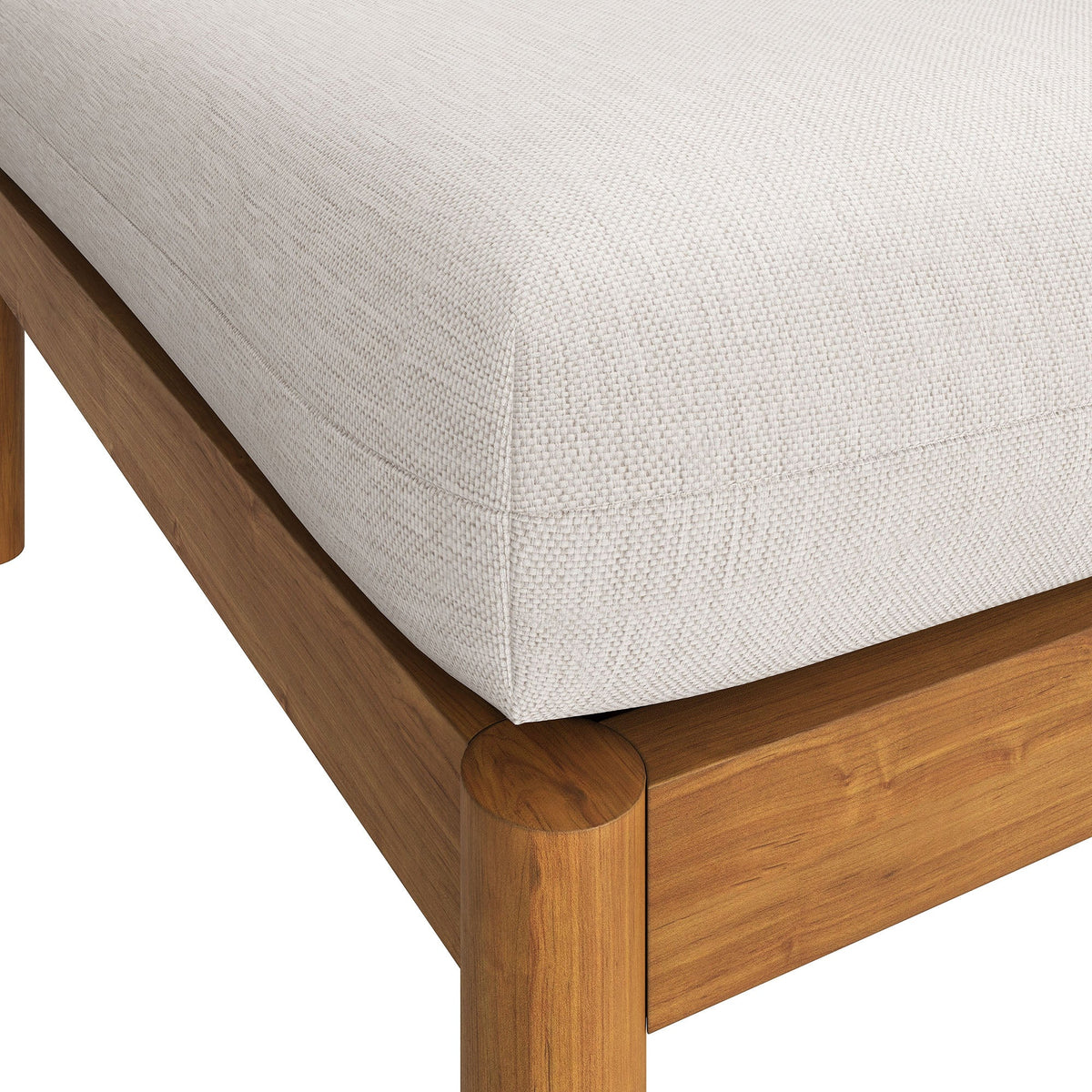 Eleni Square Outdoor Patio Teak Wood Ottoman by Modway, beige textured cushion on teak wood base on Tampa Home & Garden Store