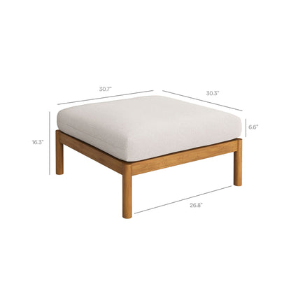 Eleni square outdoor teak wood ottoman with beige cushion by Modway on Tampa Home & Garden Store