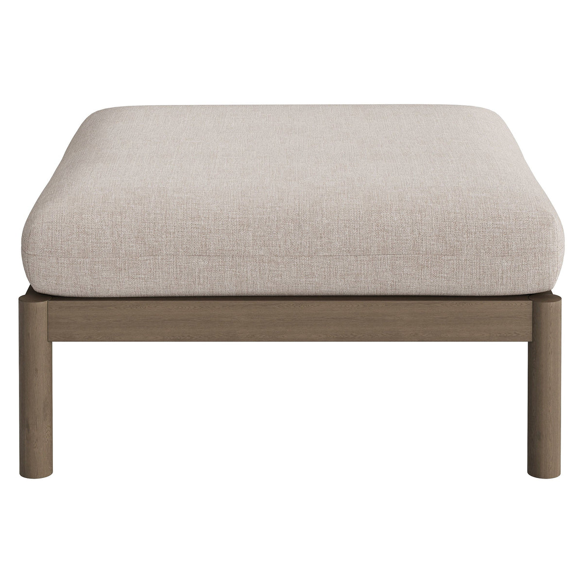 Eleni square outdoor teak wood ottoman beige fabric cushion on HouseOfZazla wood frame on Tampa Home & Garden Store