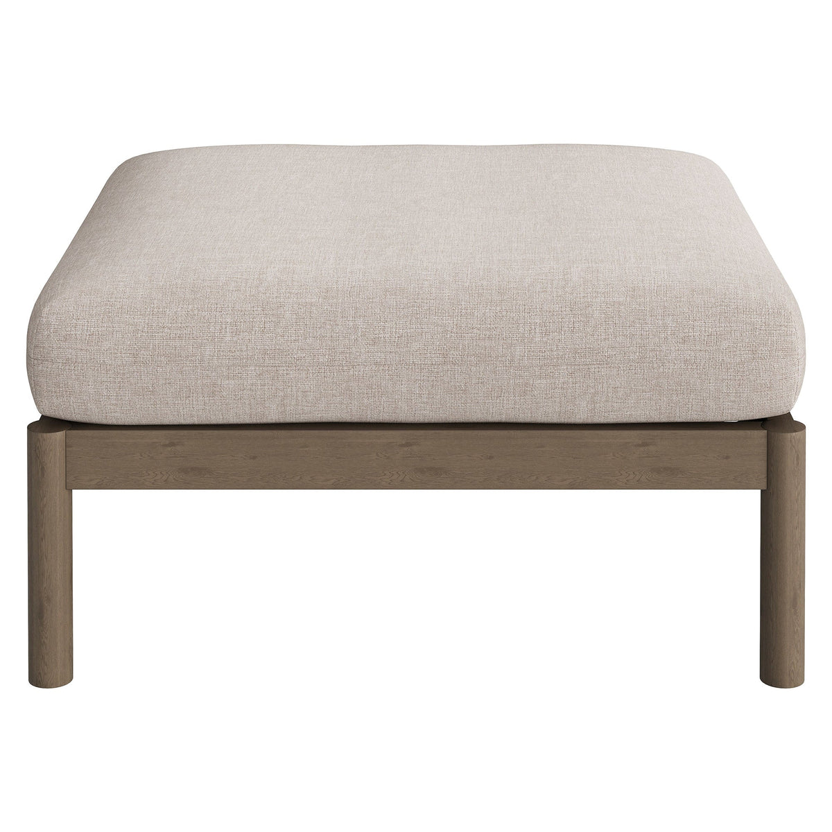 Eleni Square Outdoor Patio Teak Wood Ottoman by Modway with beige linen cushion on teak wood frame on Tampa Home & Garden Store