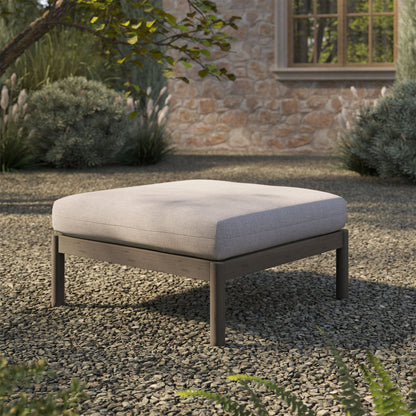 Eleni Square Outdoor Patio Teak Wood Ottoman with beige cushion Modway on Tampa Home & Garden Store