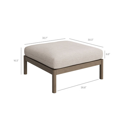 Eleni Square Outdoor Teak Wood Ottoman with beige cushion on teak frame by Modway on Tampa Home & Garden Store