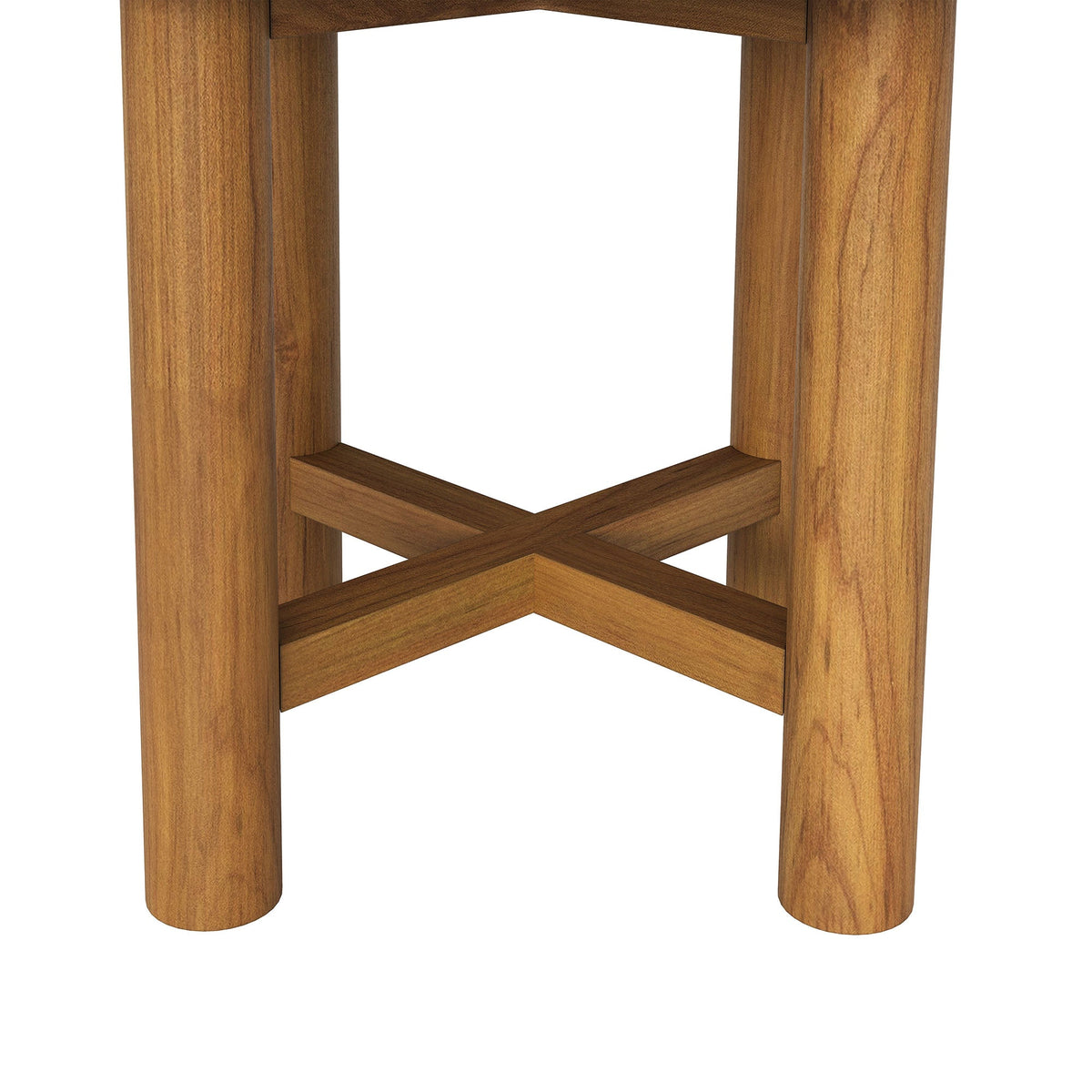 Eleni 20-Inch Round Outdoor Teak Wood Side Table by Modway with cross-brace legs on Tampa Home & Garden Store