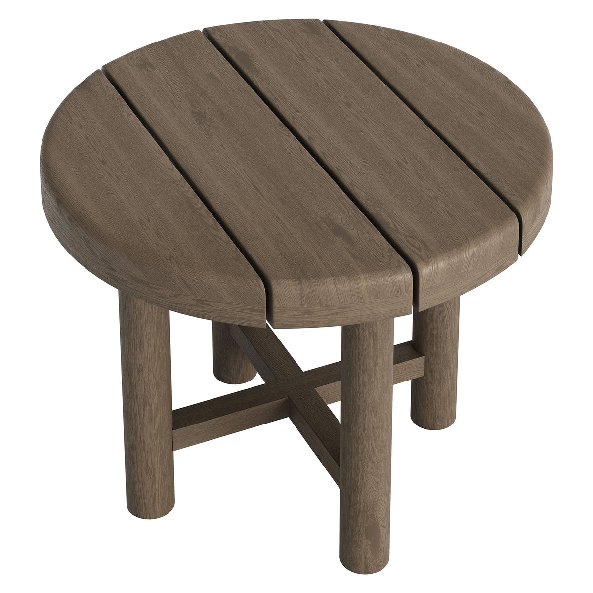 Eleni 20-Inch Round Outdoor Teak Wood Side Table by Modway, slatted top in brown teak on Tampa Home & Garden Store