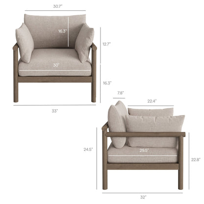 Eleni 2-Piece Outdoor Patio Teak Wood Armchair & Ottoman set with beige cushions by Modway on Tampa Home & Garden Store