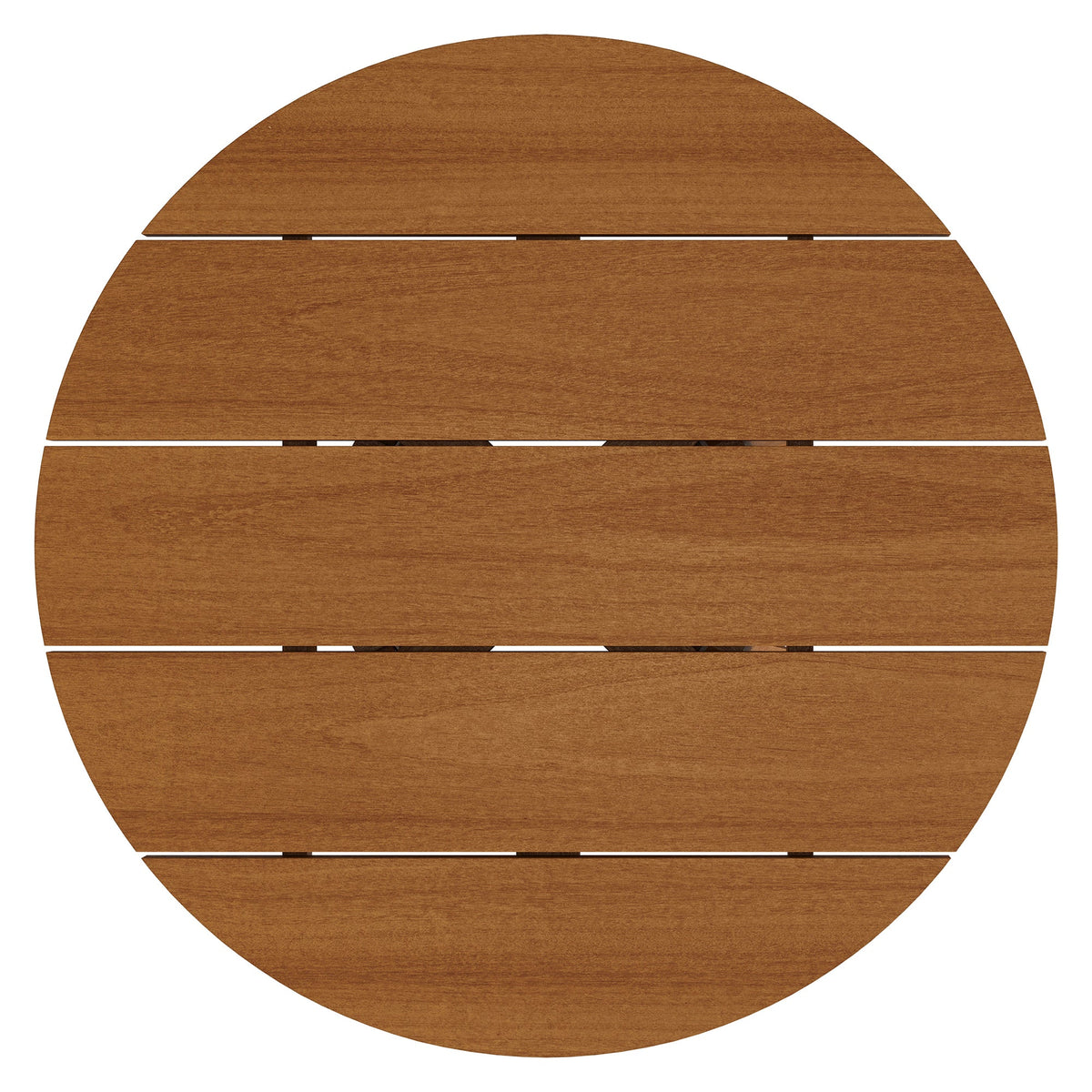 Lane Round Outdoor Patio Teak Wood Coffee Table with slatted top in warm teak finish on Tampa Home & Garden Store