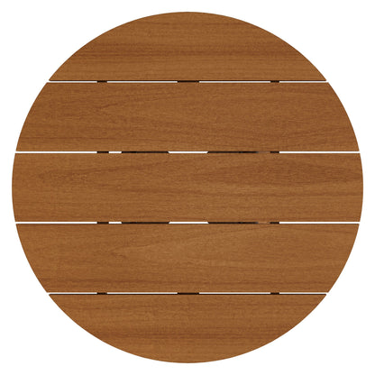 Lane Round Outdoor Patio Teak Wood Coffee Table with slatted top in warm teak finish on Tampa Home & Garden Store