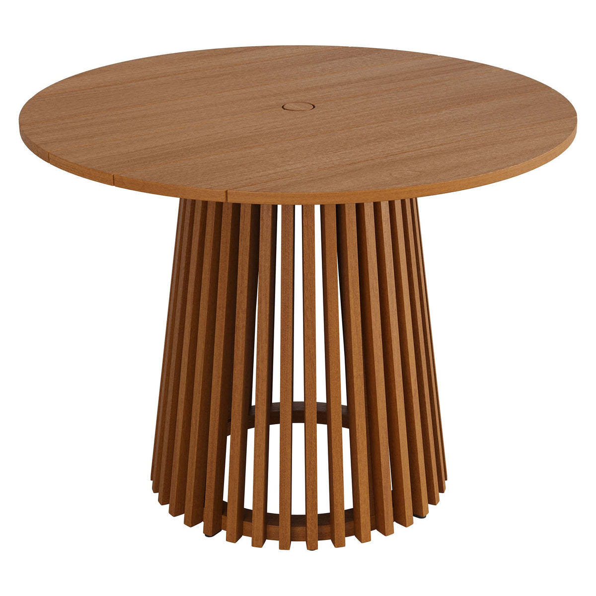 Lane Round Outdoor Patio Teak Wood Dining Table with slatted pedestal base HouseOfZazla on Tampa Home & Garden Store