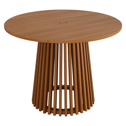 Lane Round Outdoor Patio Teak Wood Dining Table with slatted pedestal base HouseOfZazla on Tampa Home & Garden Store