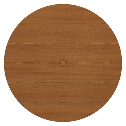 Lane Round Outdoor Patio Teak Wood Dining Table by Modway, round teak top with slatted design on Tampa Home & Garden Store
