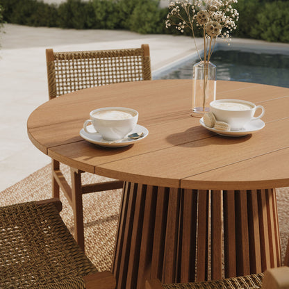 Lane Round Outdoor Patio Teak Wood Dining Table by Modway, natural teak, round outdoor table on Tampa Home & Garden Store