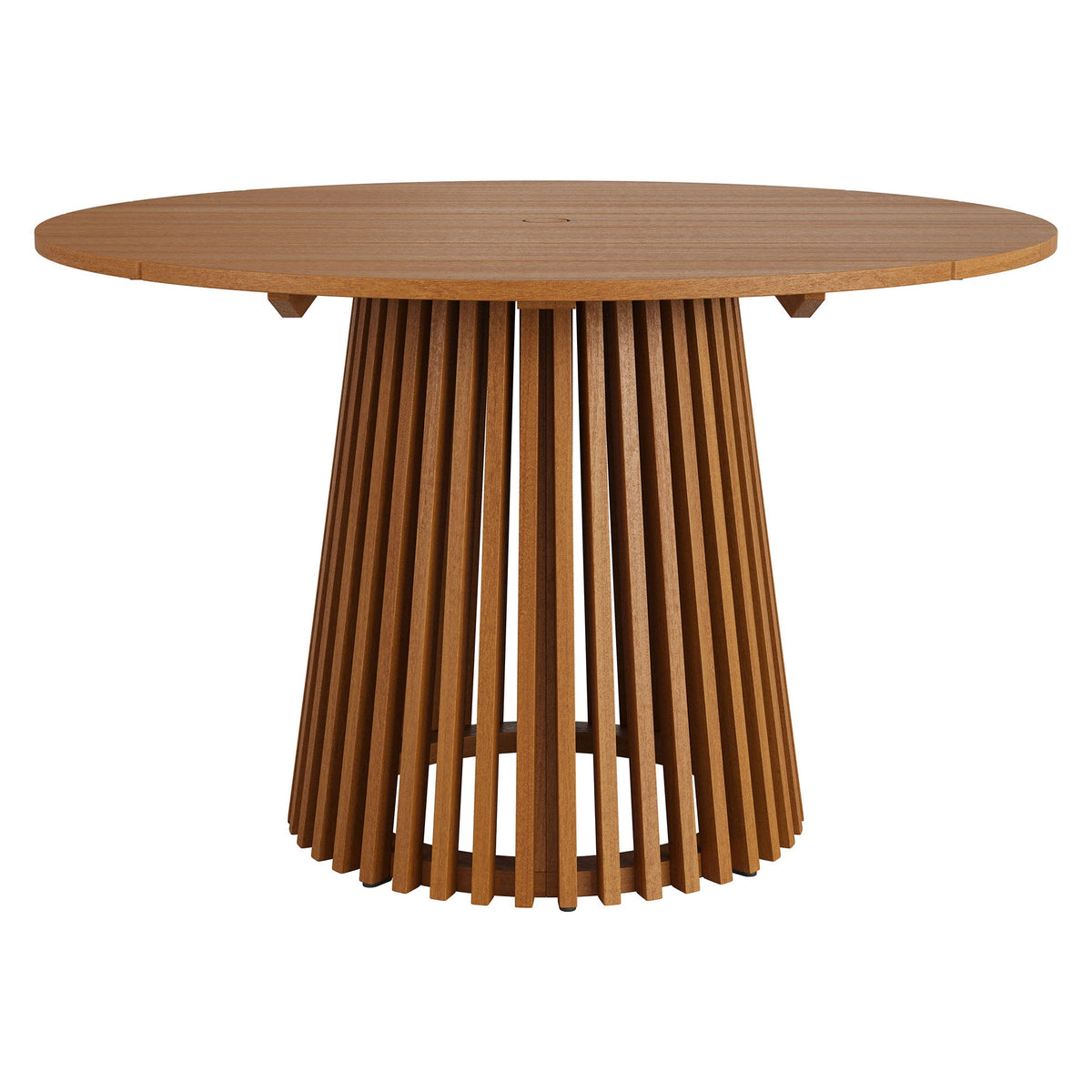 Lane Round Teak Dining Table with slatted pedestal base by HouseOfZazla on Tampa Home & Garden Store
