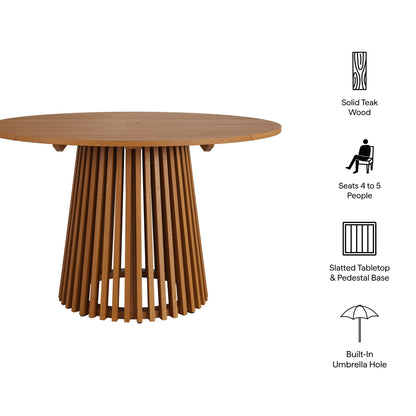 Lane Round Outdoor Teak Wood Dining Table with slatted pedestal base by Modway on Tampa Home & Garden Store