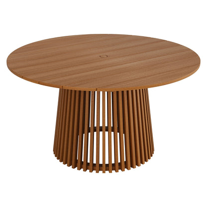 Lane round outdoor teak wood dining table with slatted top and umbrella hole, Modway on Tampa Home & Garden Store