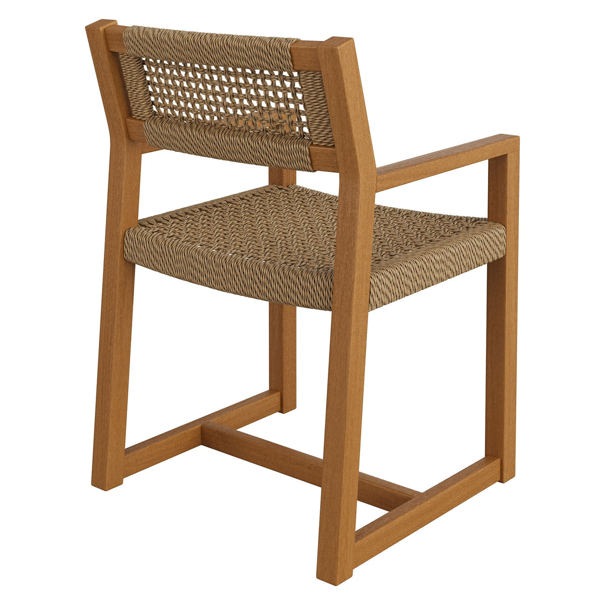 Reed outdoor teak wood rattan dining chair by HouseOfZazla, natural woven seat and back on Tampa Home & Garden Store