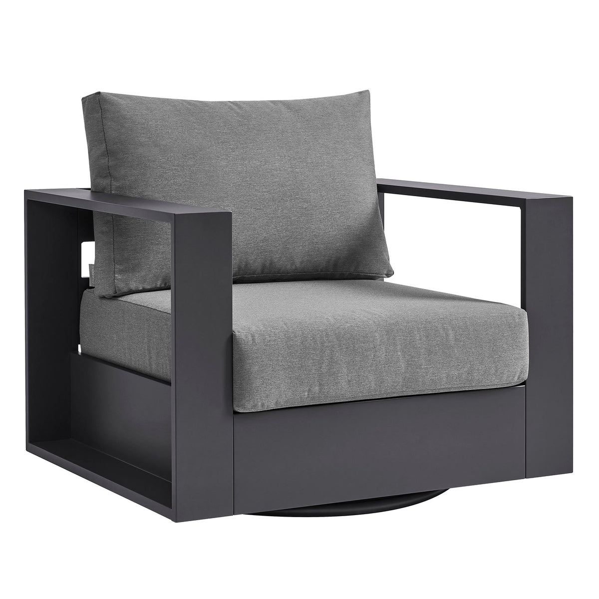 Tahoe Outdoor Patio Powder-Coated Aluminum Swivel Armchair with gray cushions by Modway on Tampa Home & Garden Store