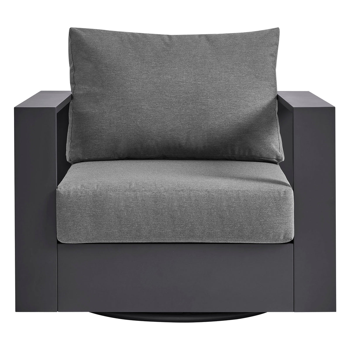 Tahoe Swivel Armchair with charcoal gray cushions and powder-coated aluminum frame by Modway on Tampa Home & Garden Store