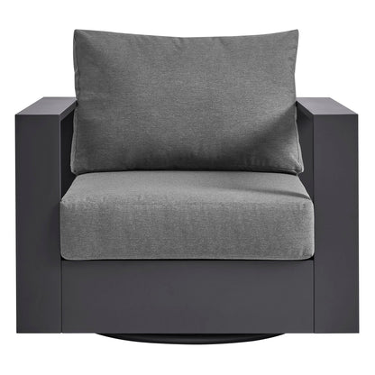 Tahoe Swivel Armchair with charcoal gray cushions and powder-coated aluminum frame by Modway on Tampa Home & Garden Store