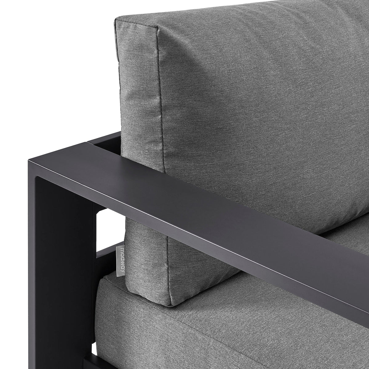 Tahoe Outdoor Swivel Armchair by Modway in gray fabric with black aluminum frame on Tampa Home & Garden Store
