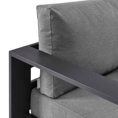 Tahoe Outdoor Swivel Armchair by Modway in gray fabric with black aluminum frame on Tampa Home & Garden Store