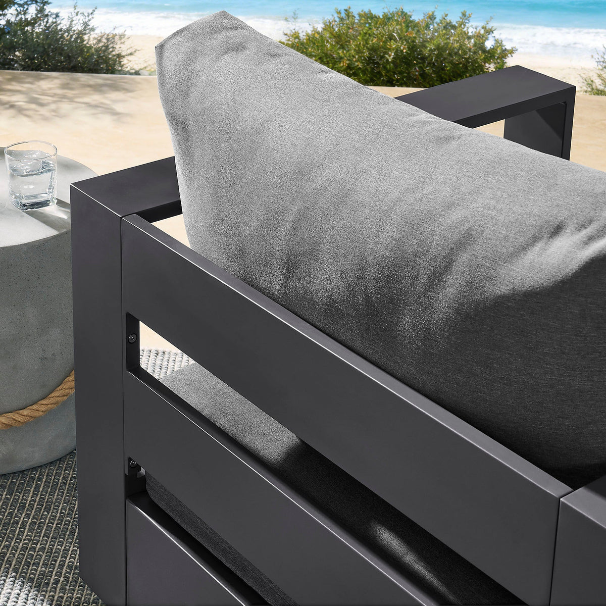 Tahoe outdoor patio powder-coated aluminum swivel armchair with grey cushions by Modway on Tampa Home & Garden Store