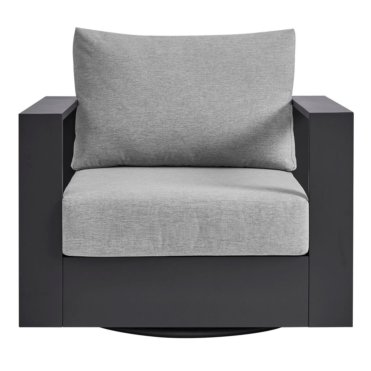 Tahoe outdoor aluminum swivel armchair with gray cushion and black square frame by Modway on Tampa Home & Garden Store