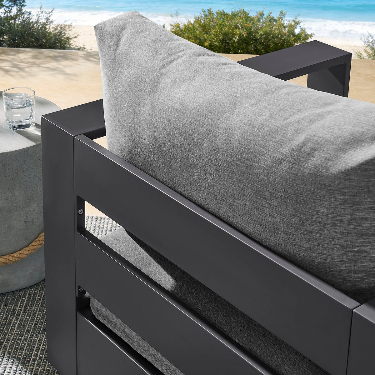 Tahoe outdoor patio swivel armchair with gray cushion and powder-coated aluminum frame on Tampa Home & Garden Store