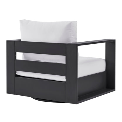 Tahoe outdoor powder-coated aluminum swivel armchair with white cushions by Modway on Tampa Home & Garden Store