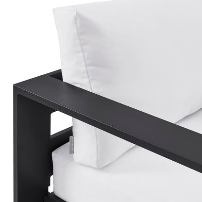 Tahoe Outdoor Swivel Armchair black powder-coated aluminum frame with white cushions Modway on Tampa Home & Garden Store