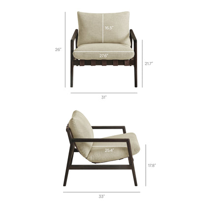 Nomi Outdoor Patio Teak Wood Sling Chair with beige cushions and dark wood frame by Modway on Tampa Home & Garden Store