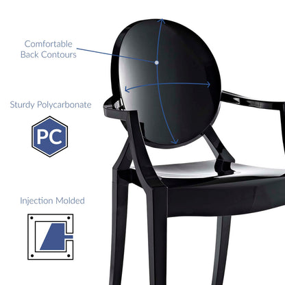 Casper Dining Armchairs Set of 2, black polycarbonate injection-molded seat by HouseOfZazla on Tampa Home & Garden Store
