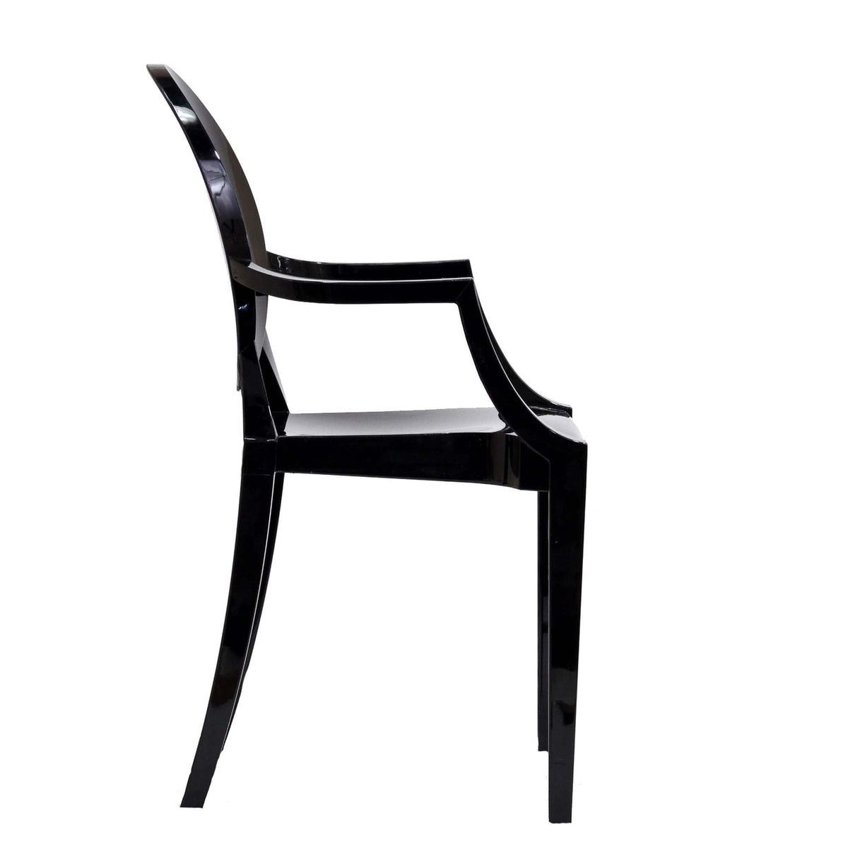 Casper Dining Armchairs Set of 2 in glossy black with curved backs for modern dining on Tampa Home & Garden Store