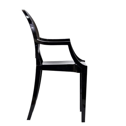 Casper Dining Armchairs Set of 2 in glossy black with curved backs for modern dining on Tampa Home & Garden Store