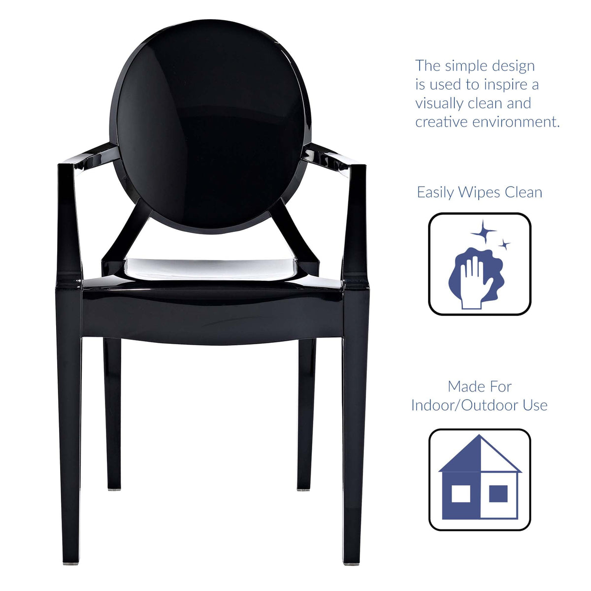Casper Dining Armchairs, black round-back with chrome legs, set of 2 by Modway on Tampa Home & Garden Store