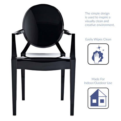 Casper Dining Armchairs, black round-back with chrome legs, set of 2 by Modway on Tampa Home & Garden Store
