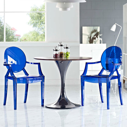 Casper dining armchairs set of 2 by Modway in blue acrylic around a round pedestal table on Tampa Home & Garden Store