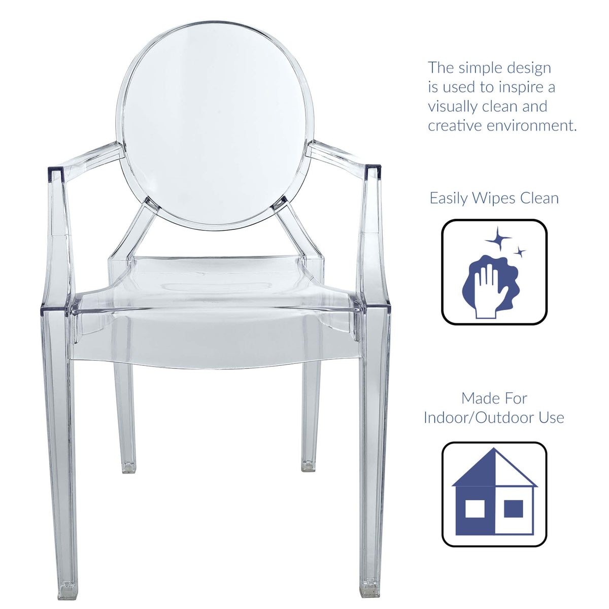 Casper Dining Armchairs Set of 2, clear acrylic chairs by Modway for modern dining on Tampa Home & Garden Store