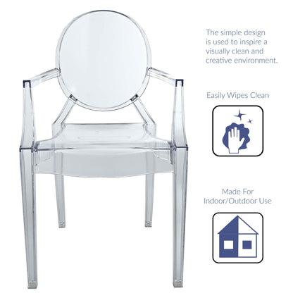 Casper Dining Armchairs Set of 2, clear acrylic chairs by Modway for modern dining on Tampa Home & Garden Store