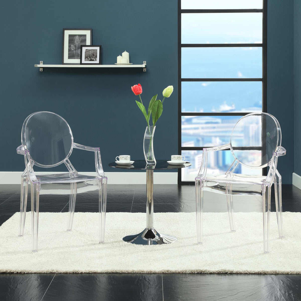 Casper dining armchairs set of 2, clear acrylic, modern dining room on Tampa Home & Garden Store
