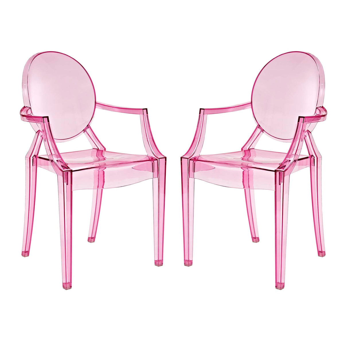 Casper Dining Armchairs set of 2 by Modway in pink translucent acrylic on Tampa Home & Garden Store