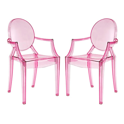 Casper Dining Armchairs set of 2 by Modway in pink translucent acrylic on Tampa Home & Garden Store