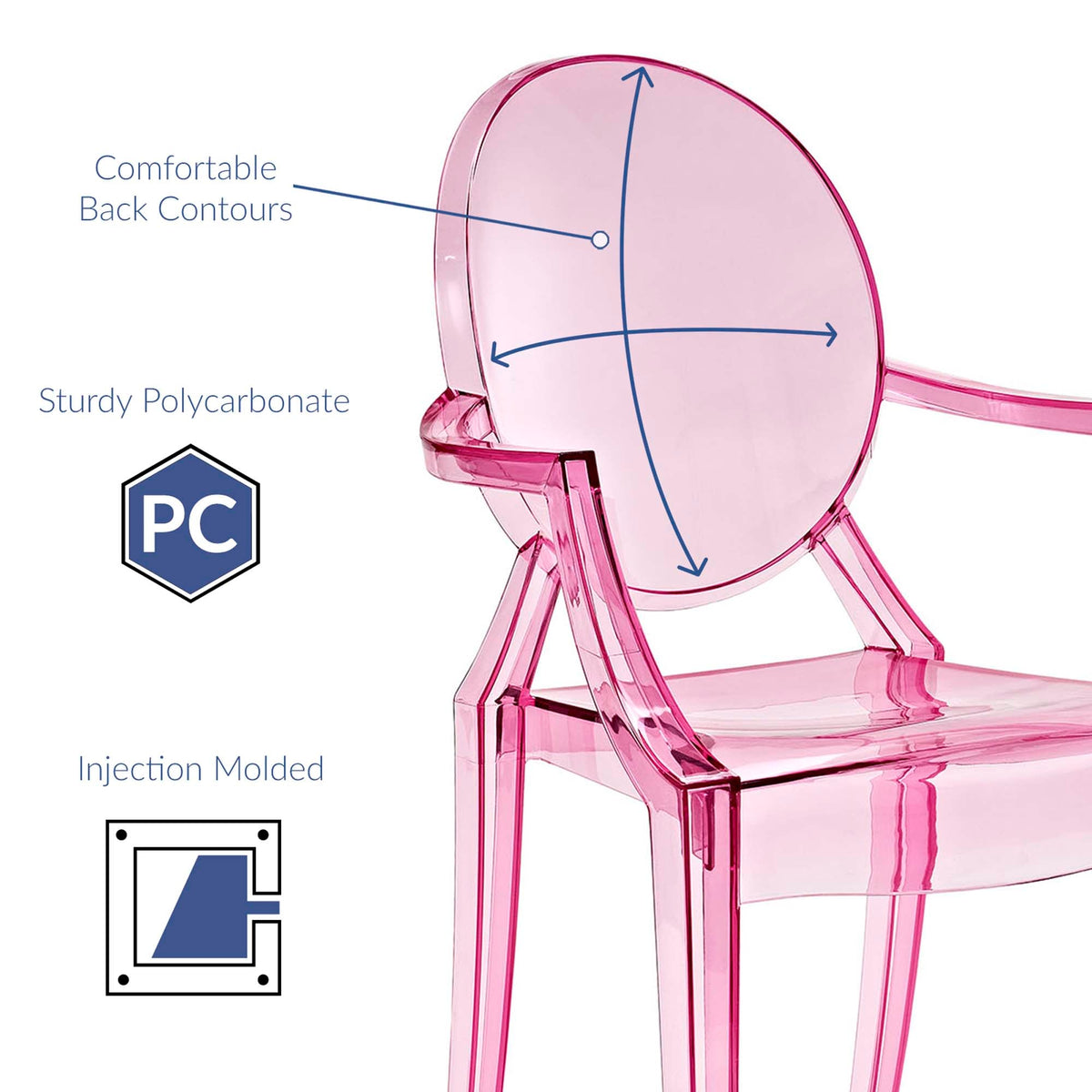 Casper Dining Armchairs Set of 2 pink translucent polycarbonate by HouseOfZazla on Tampa Home & Garden Store