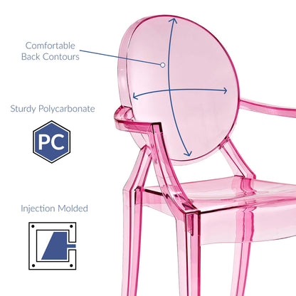 Casper Dining Armchairs Set of 2 pink translucent polycarbonate by HouseOfZazla on Tampa Home & Garden Store