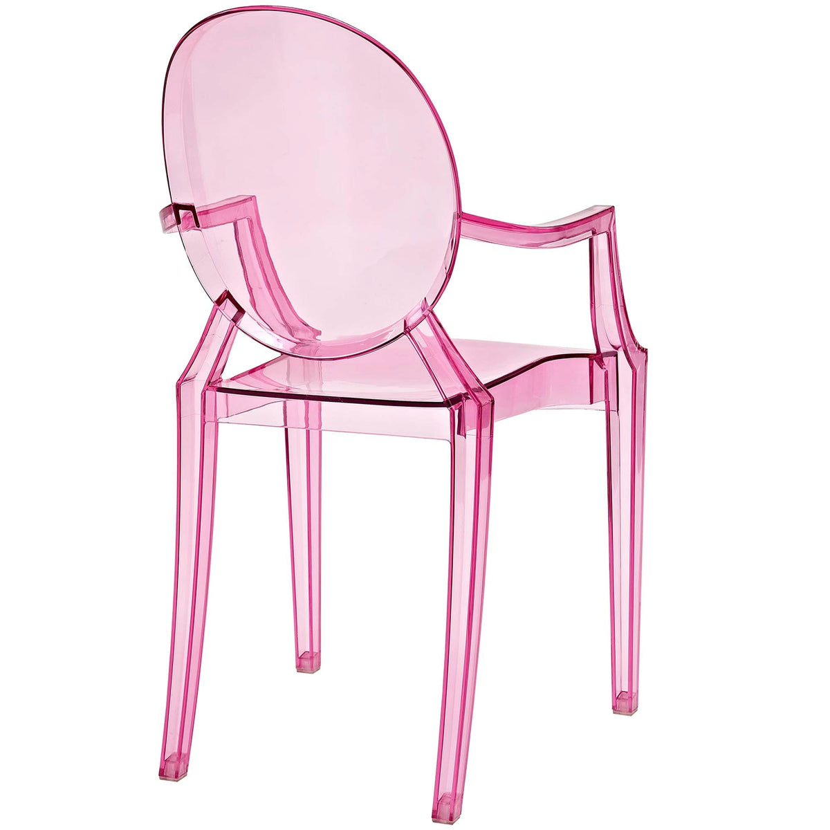 Casper Dining Armchairs set of 2 pink acrylic chairs, translucent modern seating by Modway on Tampa Home & Garden Store
