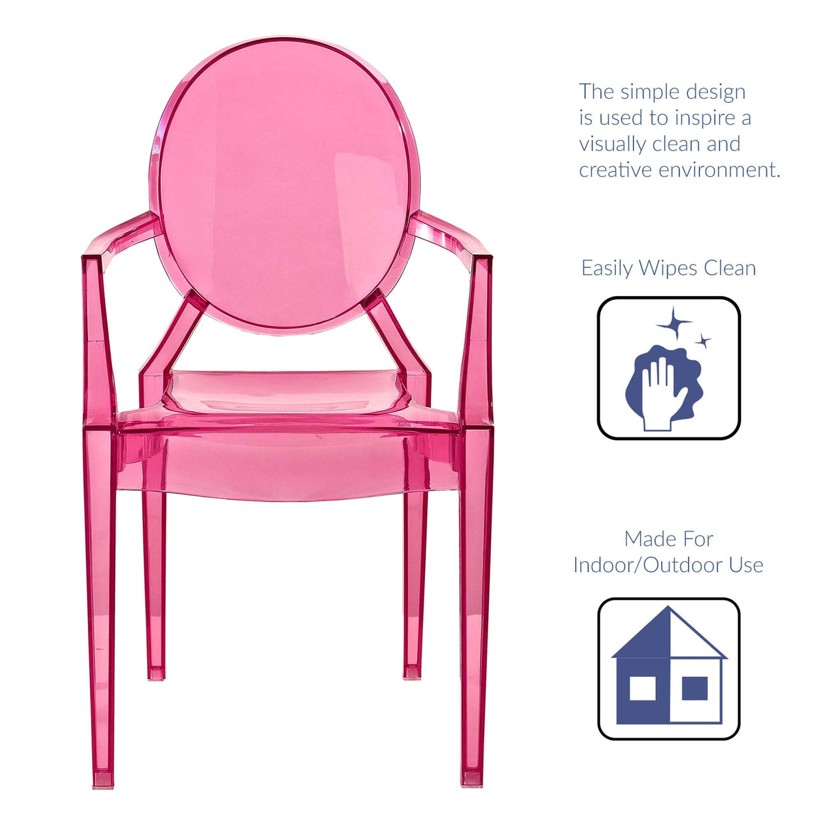 Casper Dining Armchairs Set of 2 by Modway pink translucent acrylic modern dining chairs on Tampa Home & Garden Store
