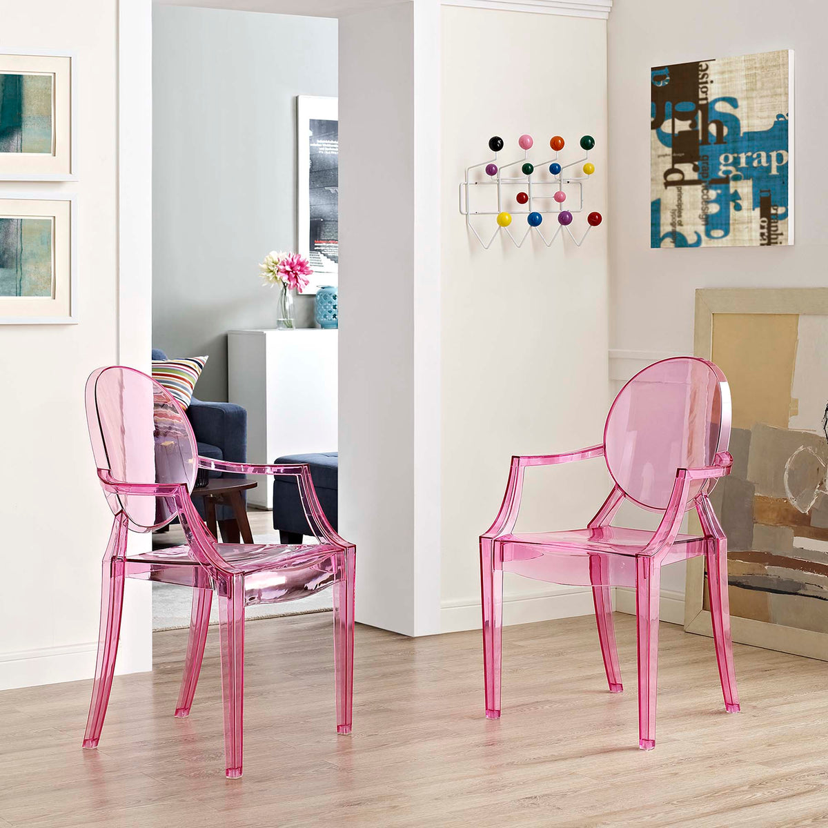 Casper Dining Armchairs Set of 2 by Modway pink translucent acrylic chairs HouseOfZazla on Tampa Home & Garden Store